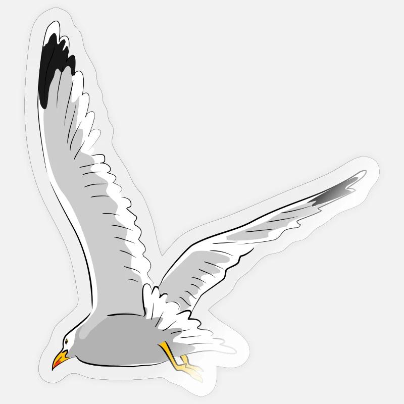 Möwe im Flug - Sticker Größe S (10 x 10 cm) - Transparent glänzend