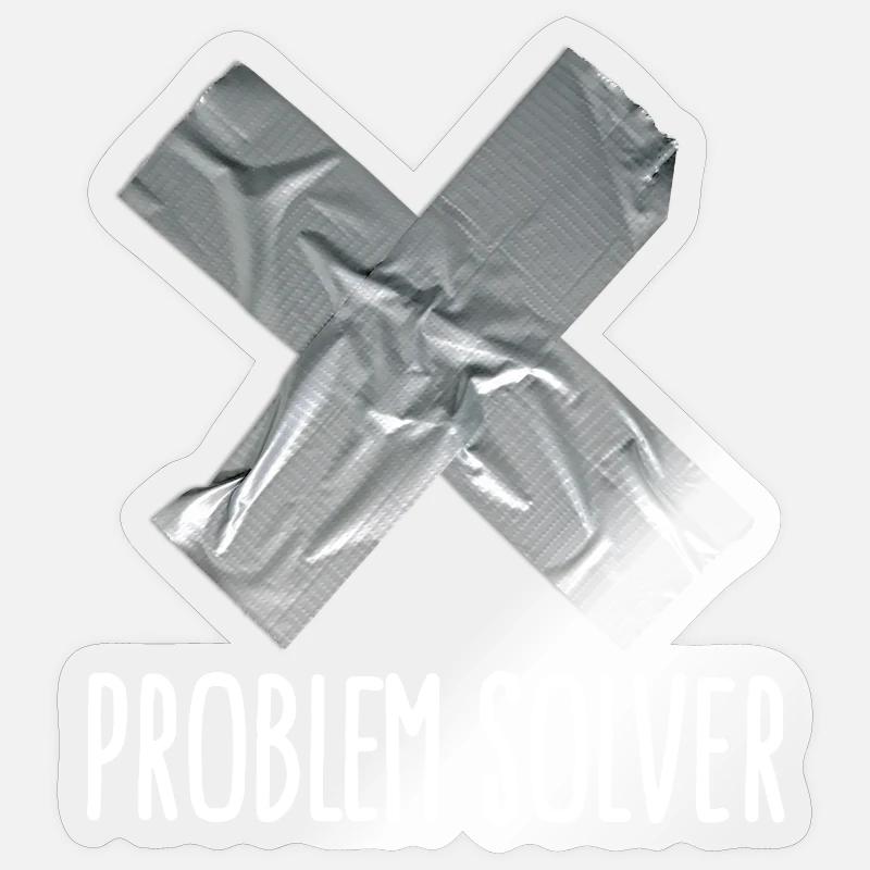 Problem solver lustig Klebeband Mann Vater - Sticker Größe S (10 x 10 cm) - Transparent glänzend