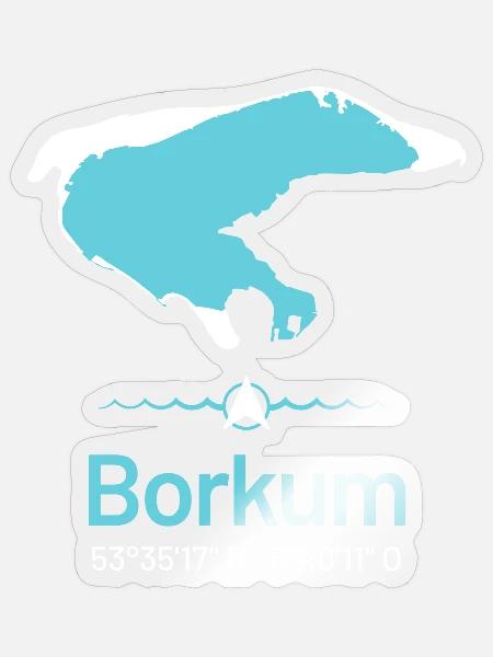 Borkum | Design-Landkarte - Sticker Größe S (10 x 10 cm) - Transparent glänzend