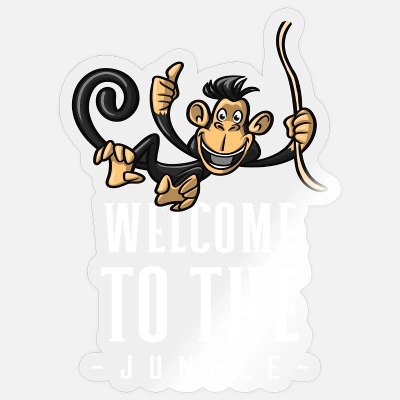 Jungle Affe Willkommensdesign - Sticker Größe S (10 x 10 cm) - Transparent glänzend