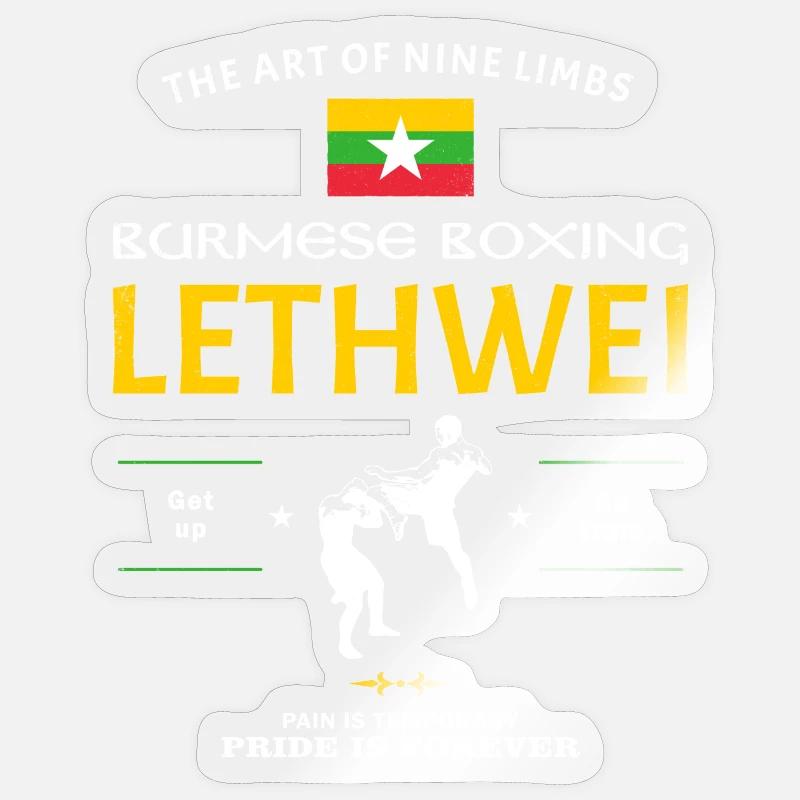 Lethwei Burmesisches Boxen - Sticker Größe S (10 x 10 cm) - Transparent glänzend