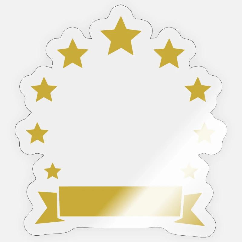 Bannière de couronne d’étoile - Sticker taille S (10 x 10 cm) - brillant transparent