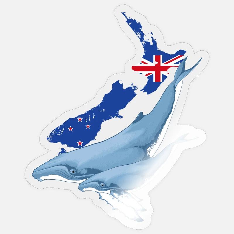 Buckelwal Neuseeland - Sticker Größe S (10 x 10 cm) - Transparent glänzend