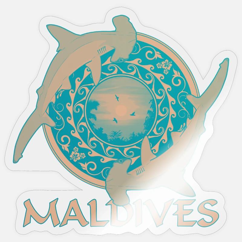 Requins-marteaux des Maldives - Sticker taille S (10 x 10 cm) - brillant transparent