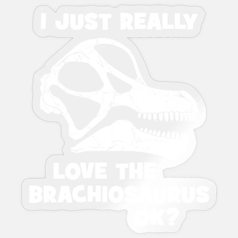 Crâne fossile de Brachiosaurus - Sticker taille S (10 x 10 cm) - brillant transparent