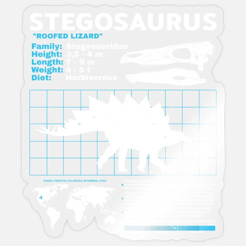 Stegosaurus Datasheet - Sticker size S (10 x 10 cm) - transparent glossy