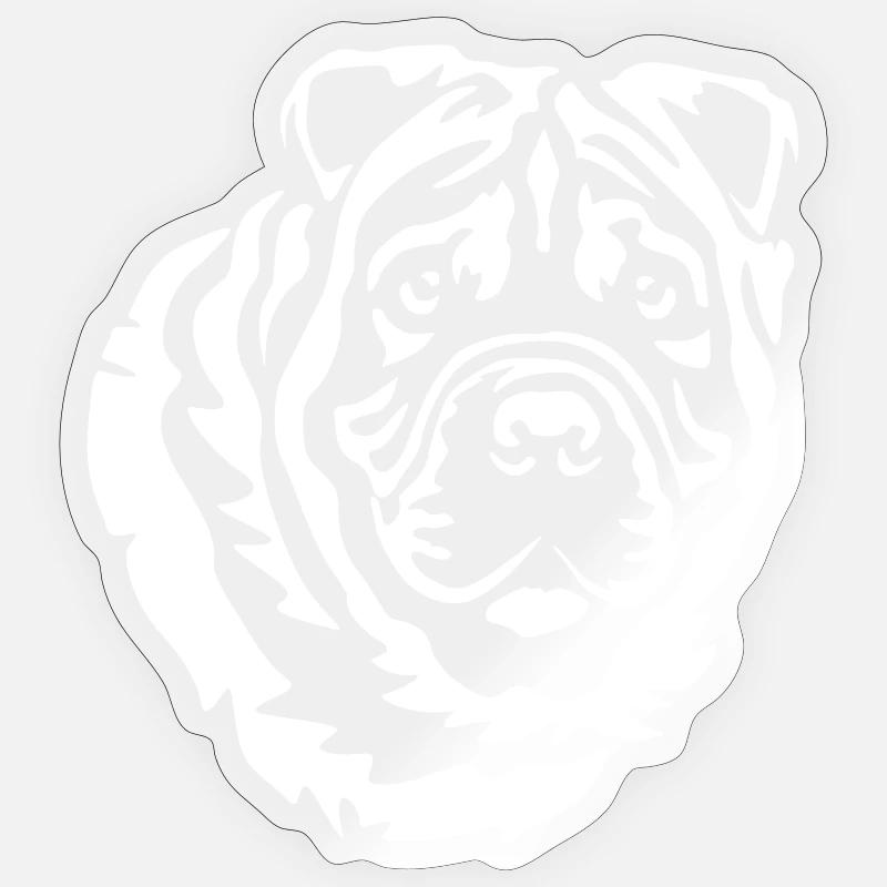 Shar-Pei Head « Black Edition » - Sticker taille S (10 x 10 cm) - brillant transparent