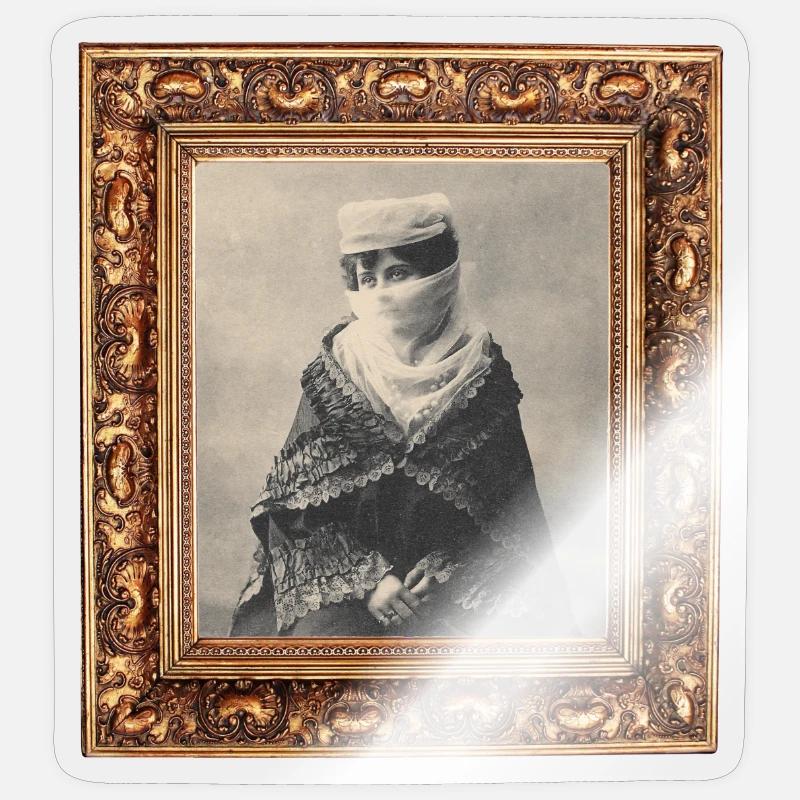 Harem lady Ottoman Empire on postcard frame Sticker size S (10 x 10 cm)