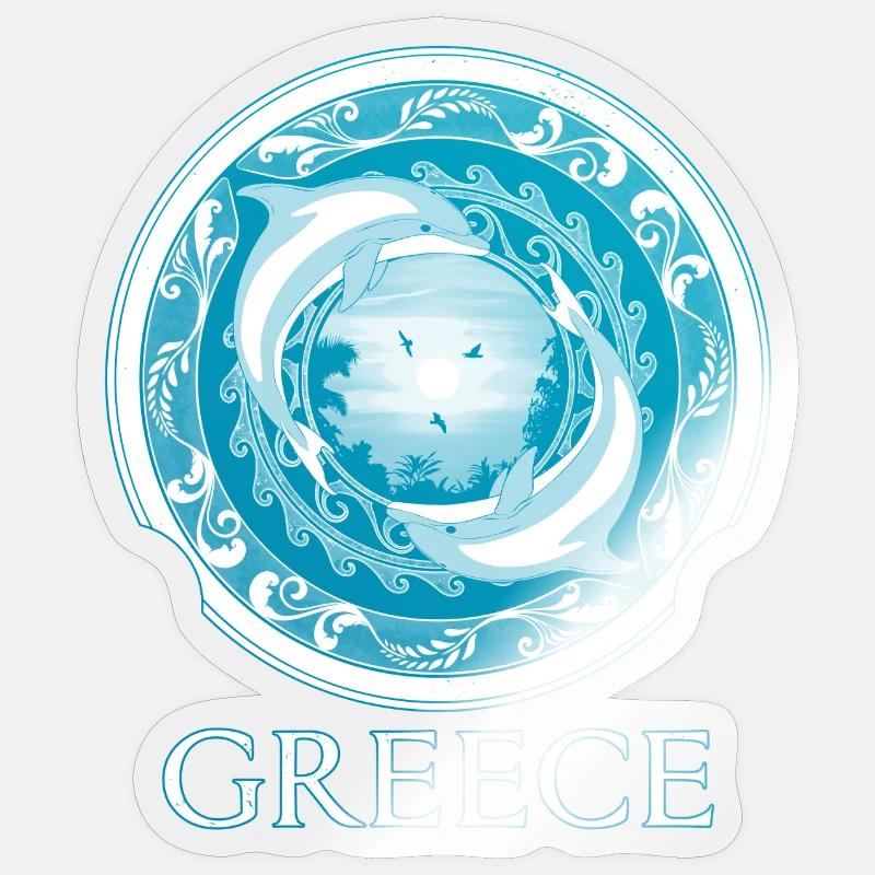 Dolphins Greece Hellas - Sticker size S (10 x 10 cm) - transparent glossy