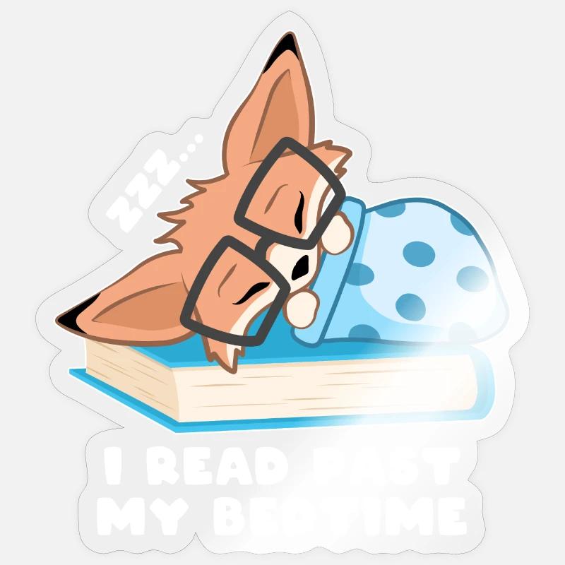 Nerd Fuchs J’ai lu après mon coucher Sticker taille S (10 x 10 cm)