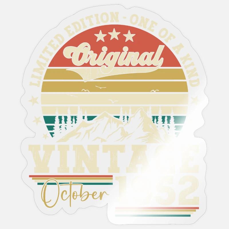 Original Octobre 1952 70th Birthday Gift Cool - Sticker taille S (10 x 10 cm) - brillant transparent