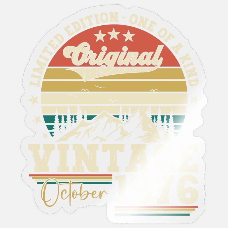Original October 1976 46th Birthday Gift Cool - Sticker size S (10 x 10 cm) - transparent glossy