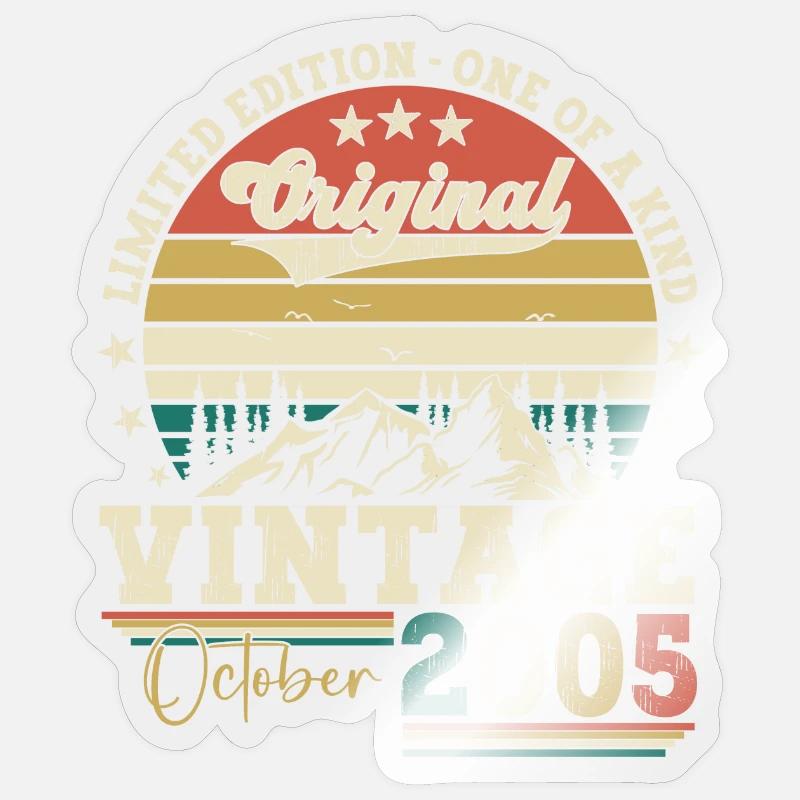 Original Oktober 2005 17. Geburtstag Geschenk Cool - Sticker Größe S (10 x 10 cm) - Transparent glänzend