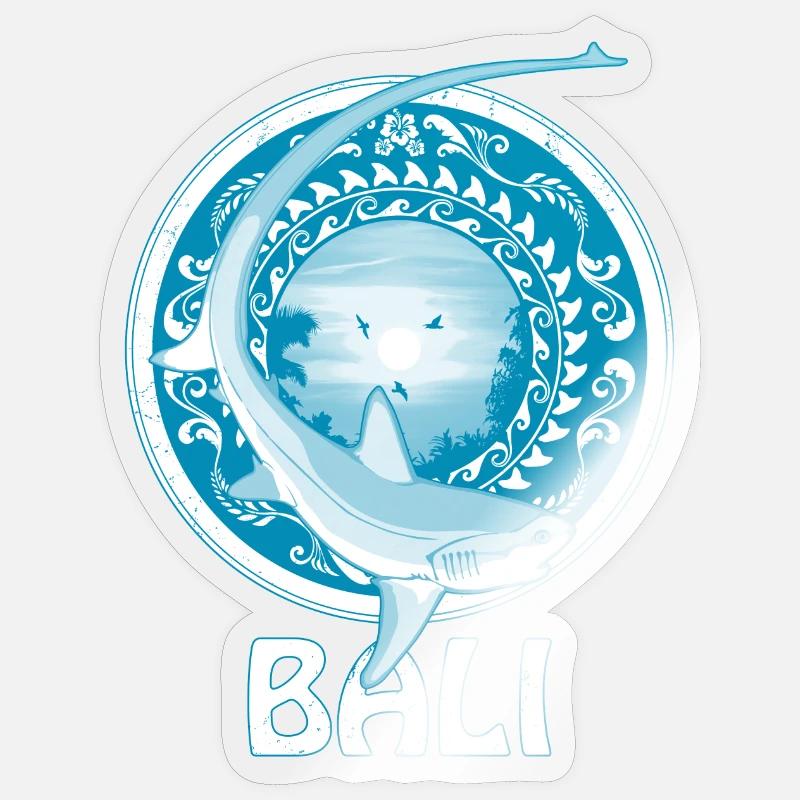 Requin-renard Bali Indonésie - Sticker taille S (10 x 10 cm) - brillant transparent