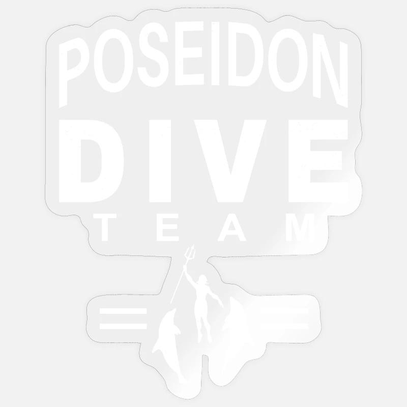 Équipe de plongée Poséidon - Sticker taille S (10 x 10 cm) - brillant transparent
