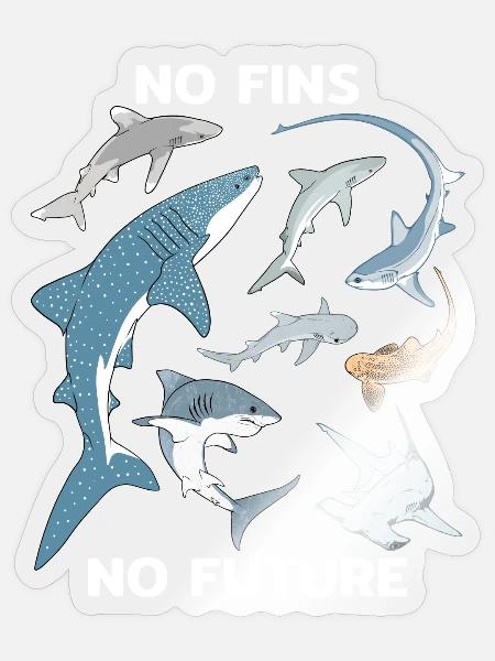 No Fins No Future Haiarten - Sticker Größe S (10 x 10 cm) - Transparent glänzend