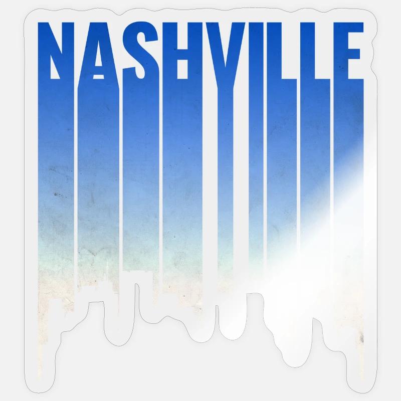 Nashville Skyline Gradient - Sticker Größe S (10 x 10 cm) - Transparent glänzend