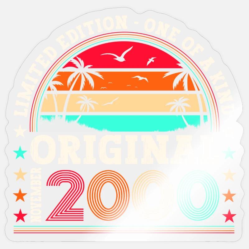 Original November 2000 22. Geburtstag Geschenk - Sticker Größe S (10 x 10 cm) - Transparent glänzend