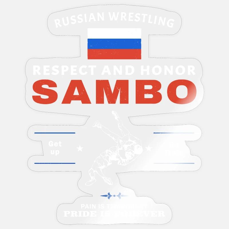 Combattant Sambo - Sticker taille S (10 x 10 cm) - brillant transparent