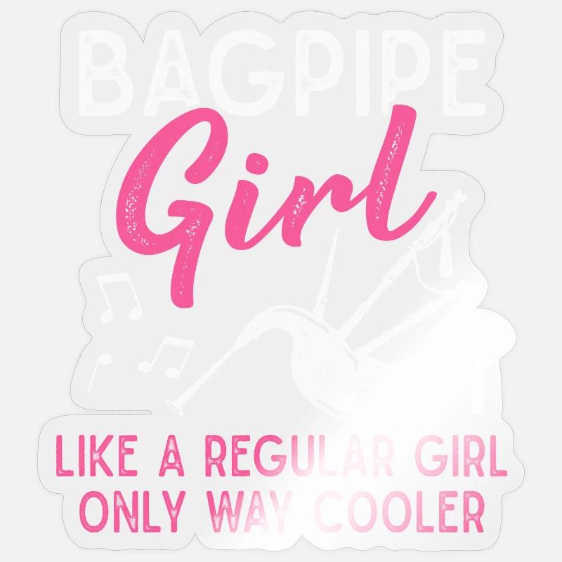 Dudelsack Mädchen Sackpfeife Musikinstrument - Sticker Größe S (10 x 10 cm) - Transparent glänzend