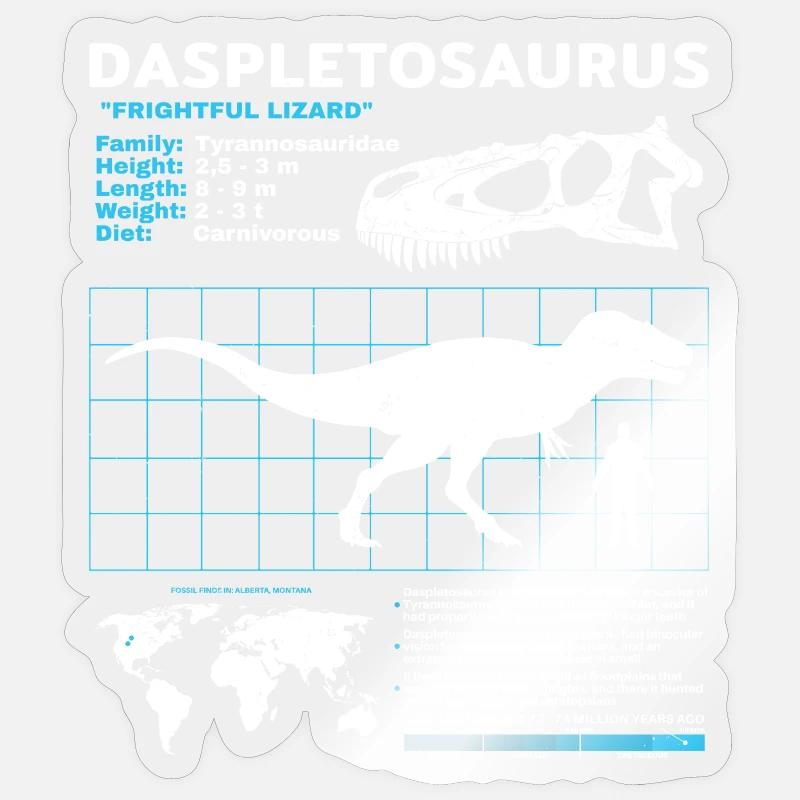 Daspletosaurus Datenblatt - Sticker Größe S (10 x 10 cm) - Transparent glänzend