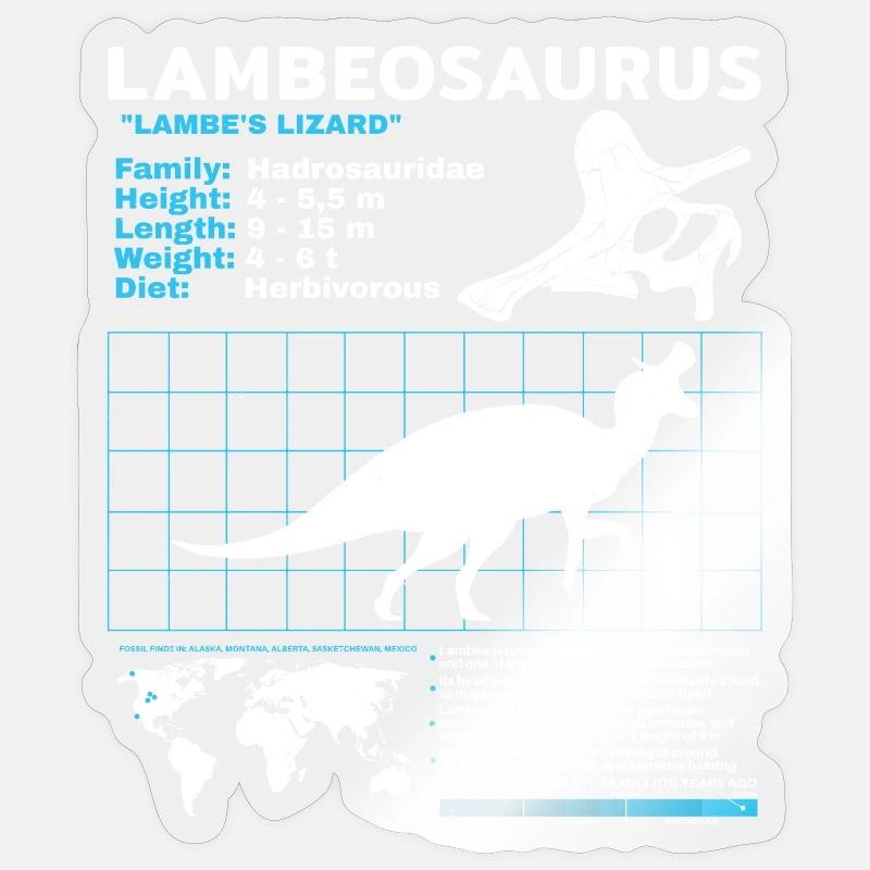 Fiche technique Lambeosaurus Fiche d’information Sticker taille S (10 x 10 cm)