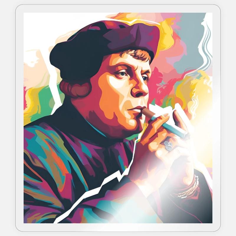 Martin Luther Rauchend - Sticker Größe S (10 x 10 cm) - Transparent glänzend