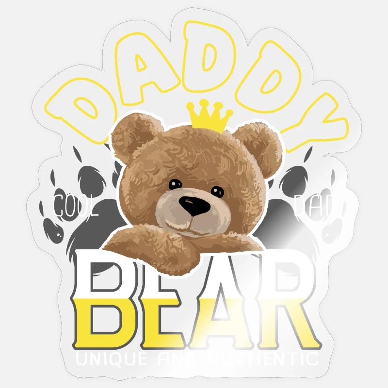 Papa daddy bear dad cool - Sticker taille S (10 x 10 cm) - brillant transparent