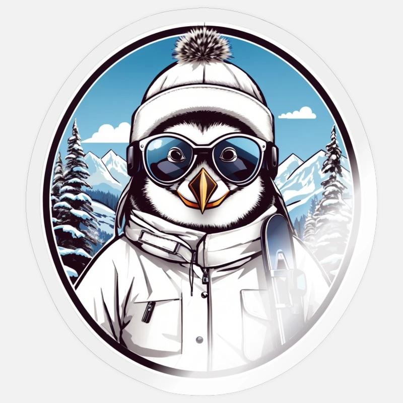 Pingouin mignon - Sticker taille S (10 x 10 cm) - brillant transparent