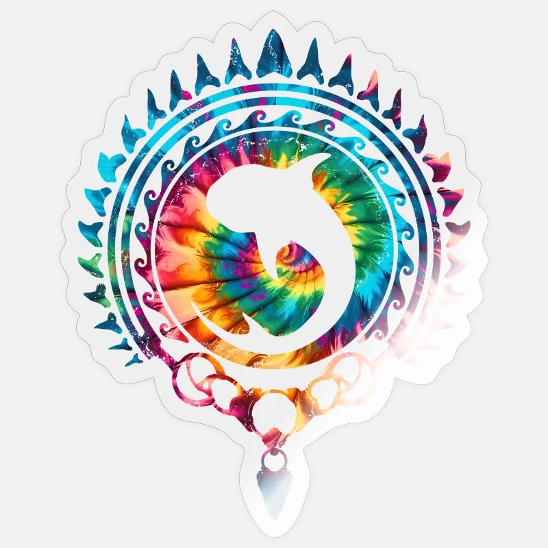 Walhai Tie Dye - Sticker Größe S (10 x 10 cm) - Transparent glänzend