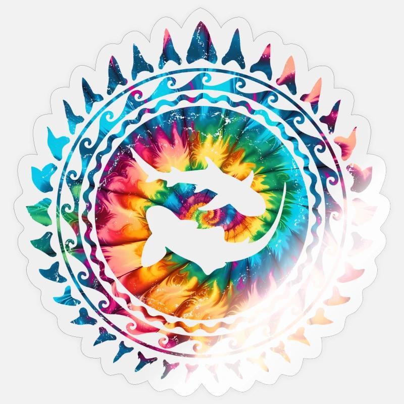 Requin zèbre et requin de récif à pointes blanches Sticker taille S (10 x 10 cm)