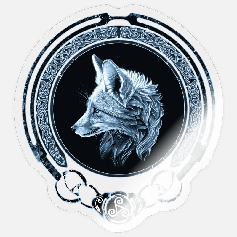Fox Celtic Zodiac - Sticker size S (10 x 10 cm) - transparent glossy