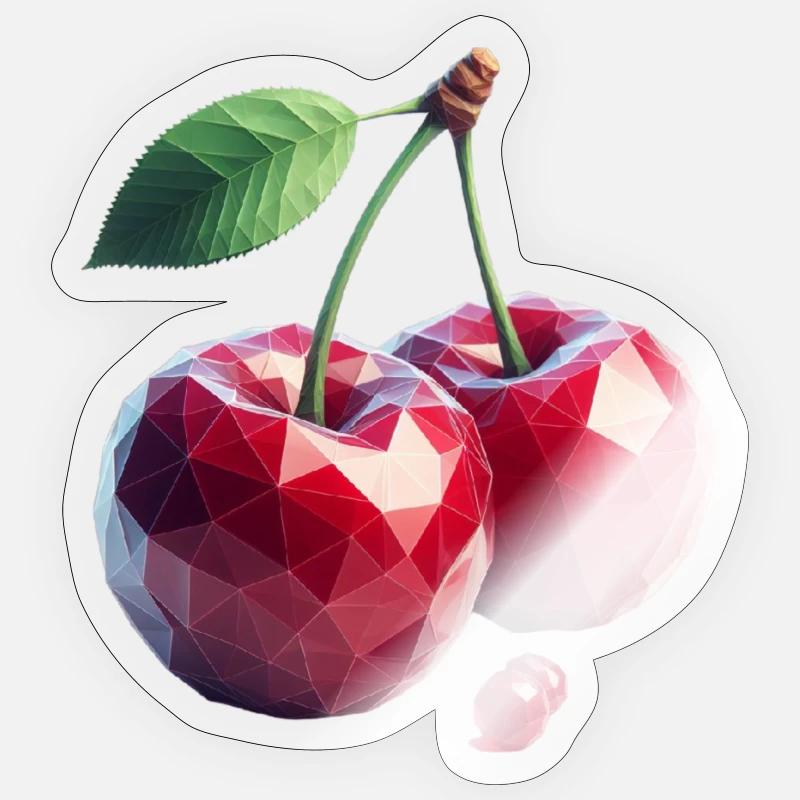 Kirschen Polygon - Sticker Größe S (10 x 10 cm) - Transparent glänzend