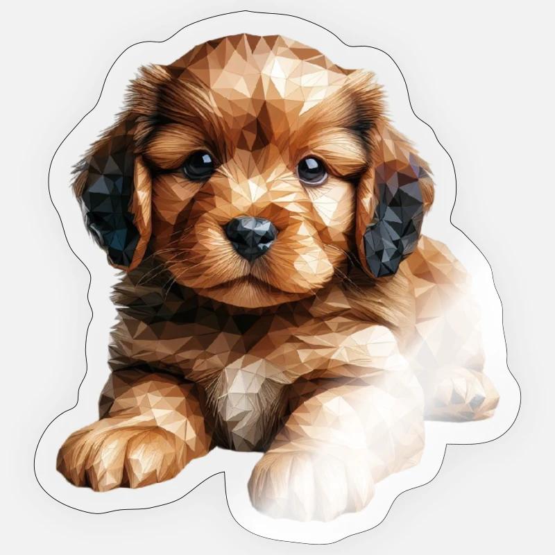Polygone de chiot mignon - Sticker taille S (10 x 10 cm) - brillant transparent