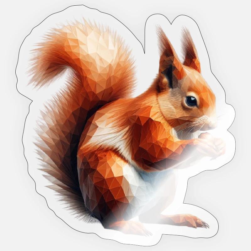 Eichhörnchen Polygon - Sticker Größe S (10 x 10 cm) - Transparent glänzend