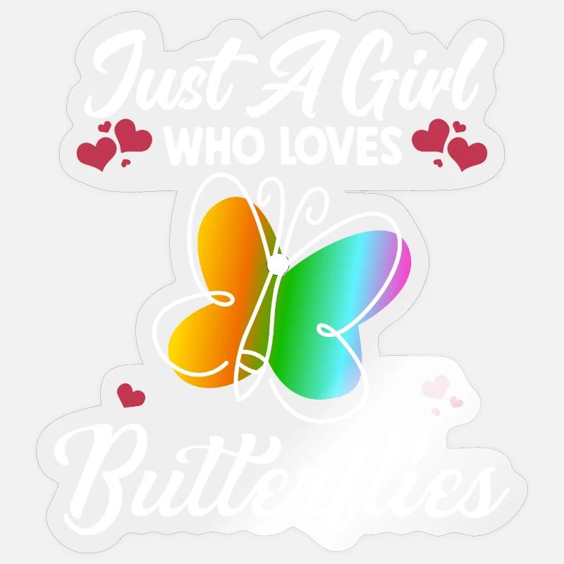 Nur ein Mädchen liebt Schmetterlinge Frühling - Sticker Größe S (10 x 10 cm) - Transparent glänzend