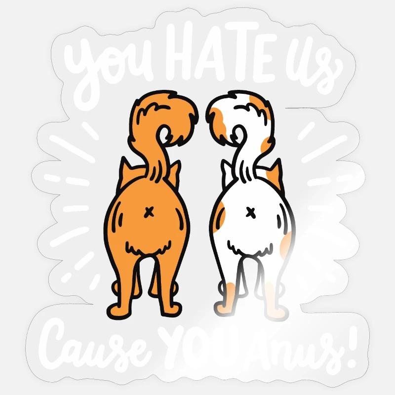 Katze Hintern Humor - Sticker Größe S (10 x 10 cm) - Transparent glänzend