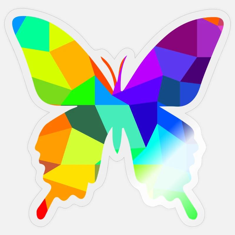 Butterfly Rainbow Animals Polygon - Sticker size S (10 x 10 cm) - transparent glossy