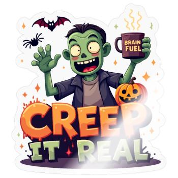 Creep It Real Zombie-Design - Sticker Größe S (10 x 10 cm) - Transparent glänzend - Vorne