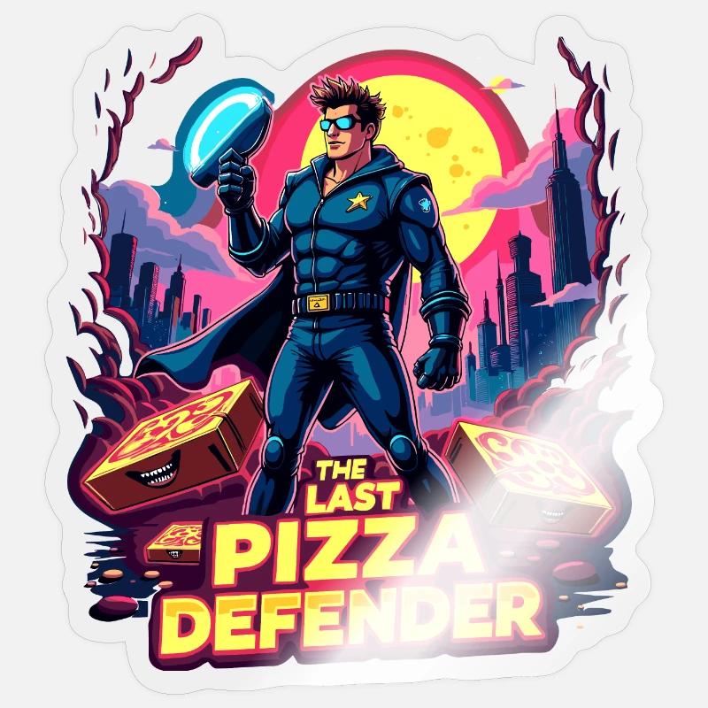 The Last Pizza Defender Artwork - Sticker Größe S (10 x 10 cm) - Transparent glänzend