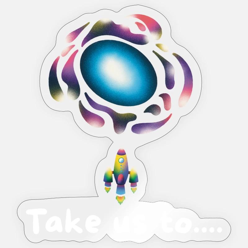 Neon Galaxy Rocket - Sticker size S (10 x 10 cm) - transparent glossy