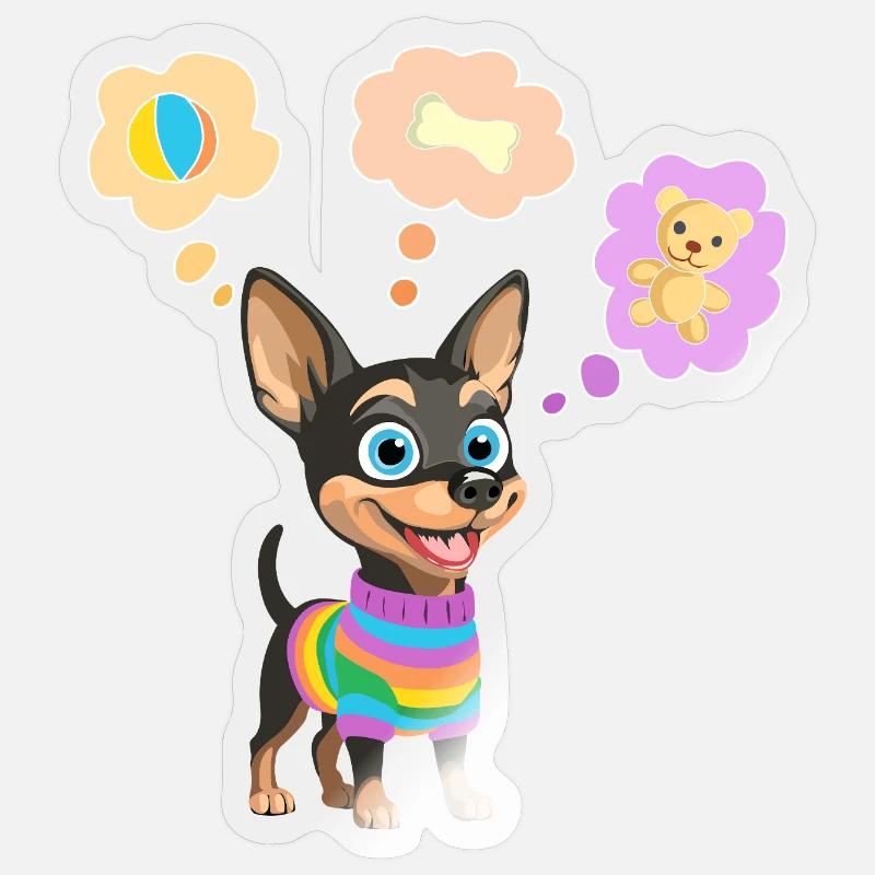 Süßer Hund im Regenbogenpullover für Kinder - Sticker Größe S (10 x 10 cm) - Transparent glänzend