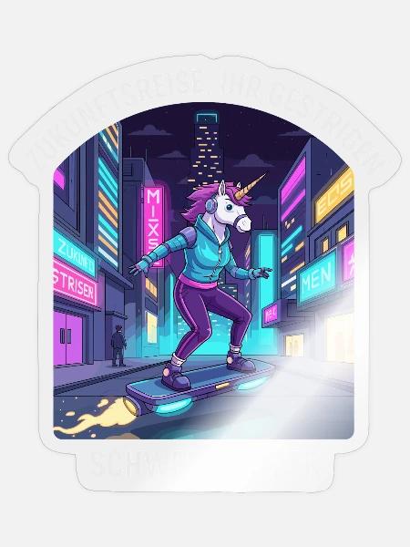 Zukunftseinhorn - Sticker Größe S (10 x 10 cm) - Transparent glänzend