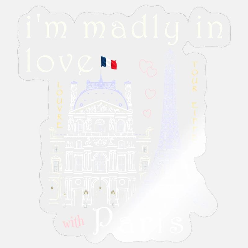 Paris, Louvre and Eiffel Tower hand-drawn Sticker size S (10 x 10 cm)