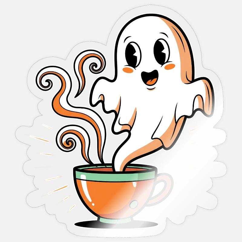 Kaffeegeist mit charmantem Gesicht - Sticker Größe S (10 x 10 cm) - Transparent glänzend