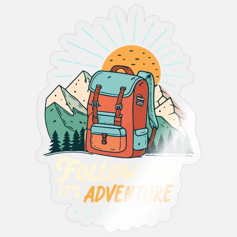 Berg-Abenteuer-Rucksack - Sticker Größe S (10 x 10 cm) - Transparent glänzend