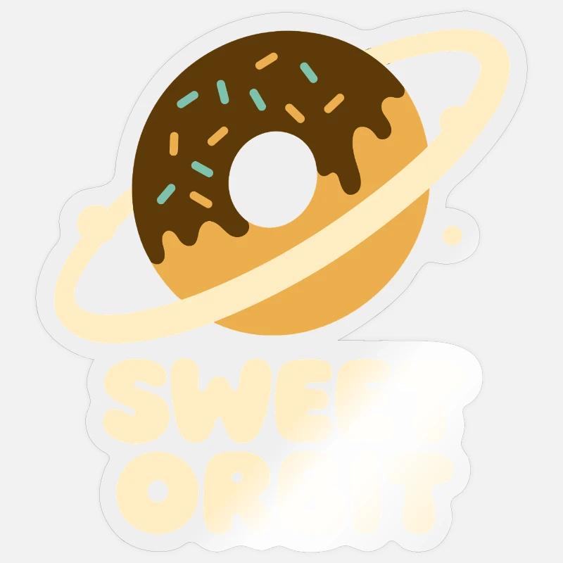 Cute Orbit Donut Planet - Sticker size S (10 x 10 cm) - transparent glossy