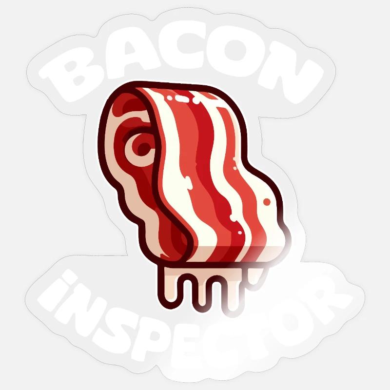 Inspector Bacon Cartoon - Sticker size S (10 x 10 cm) - transparent glossy