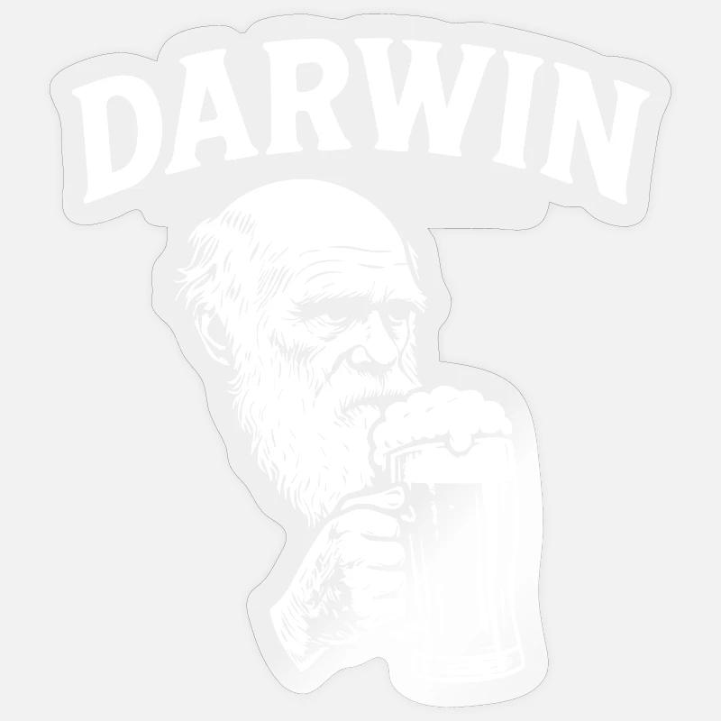 Darwin drinking Beer - Sticker size S (10 x 10 cm) - transparent glossy
