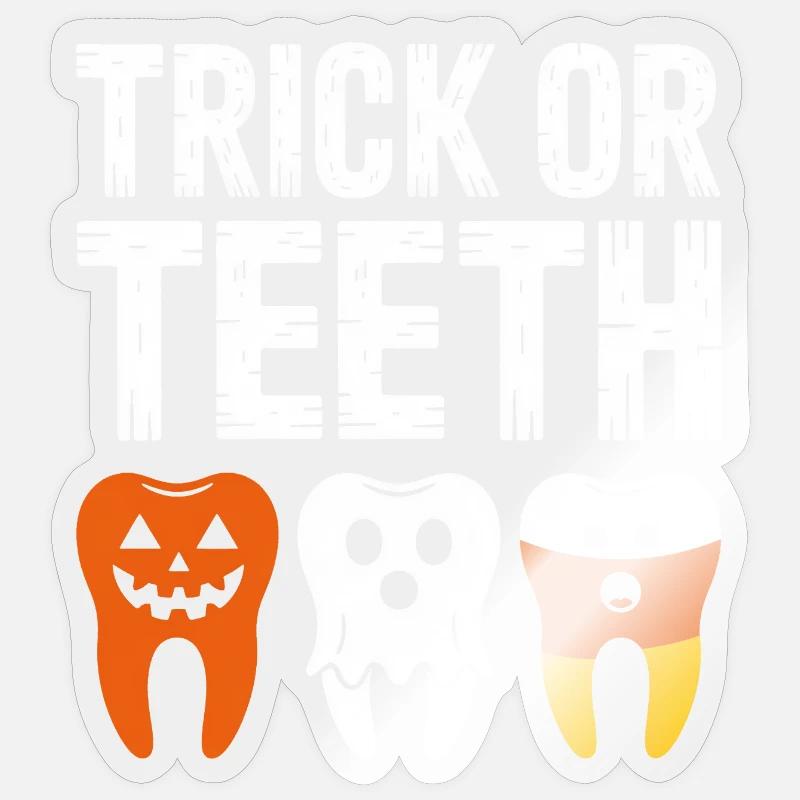 Trick or Teeth Halloween Tee Sticker size S (10 x 10 cm)